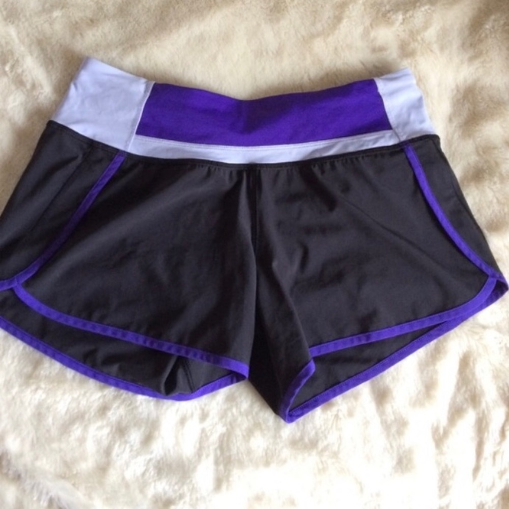 Lululemon Run Times Shorts Black and Purple